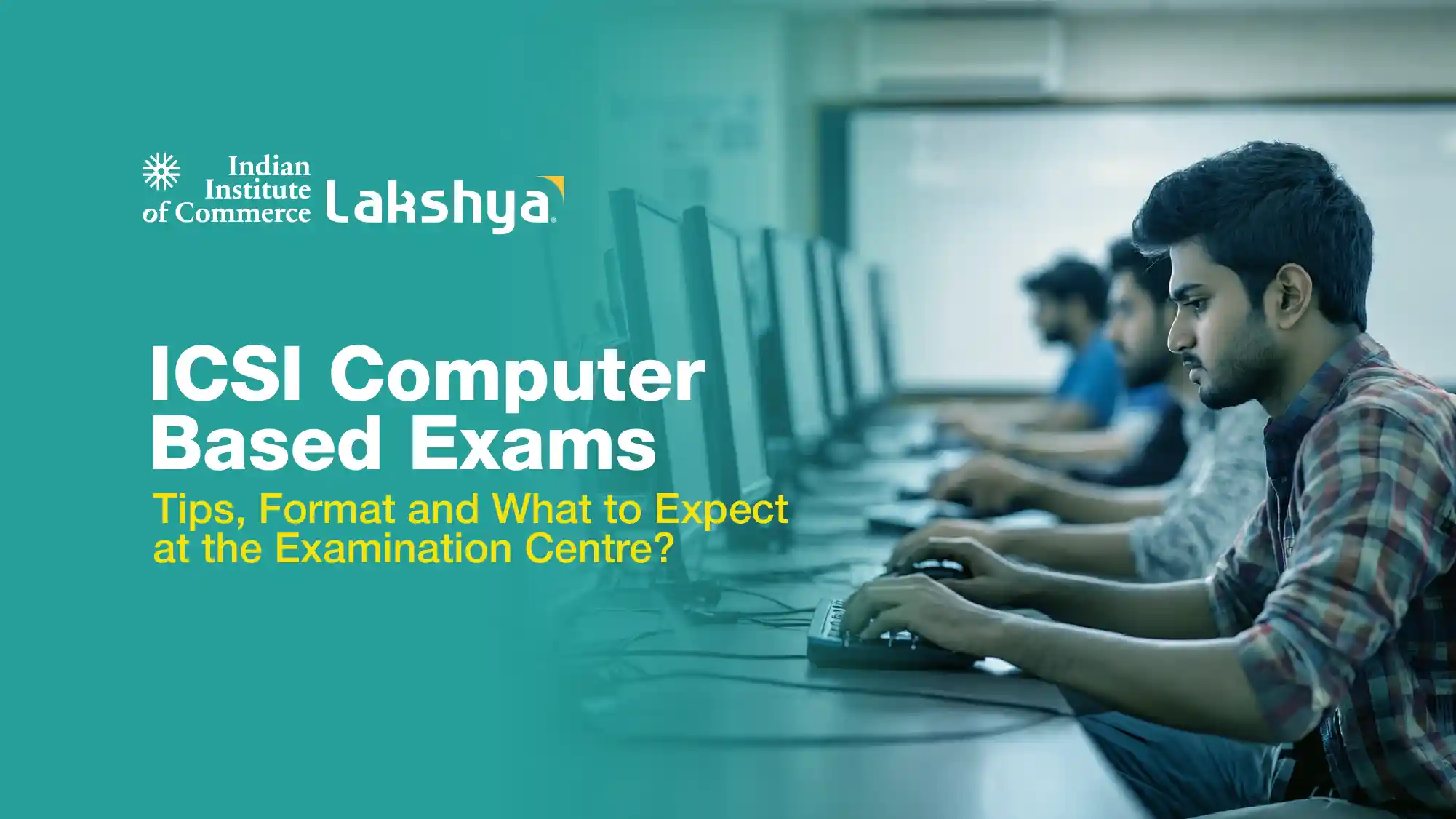Student attempting the ICSI exam in computer based format at an examination centre