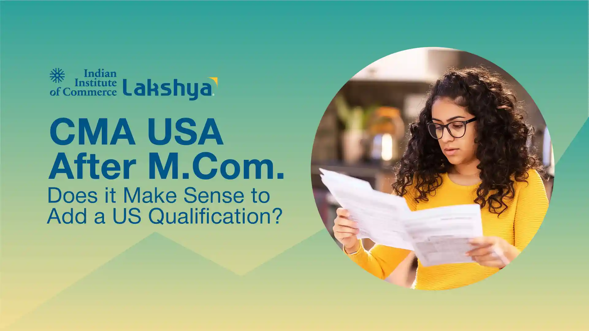 M.Com graduate comparing CMA USA course details, salary in India and job options on a laptop