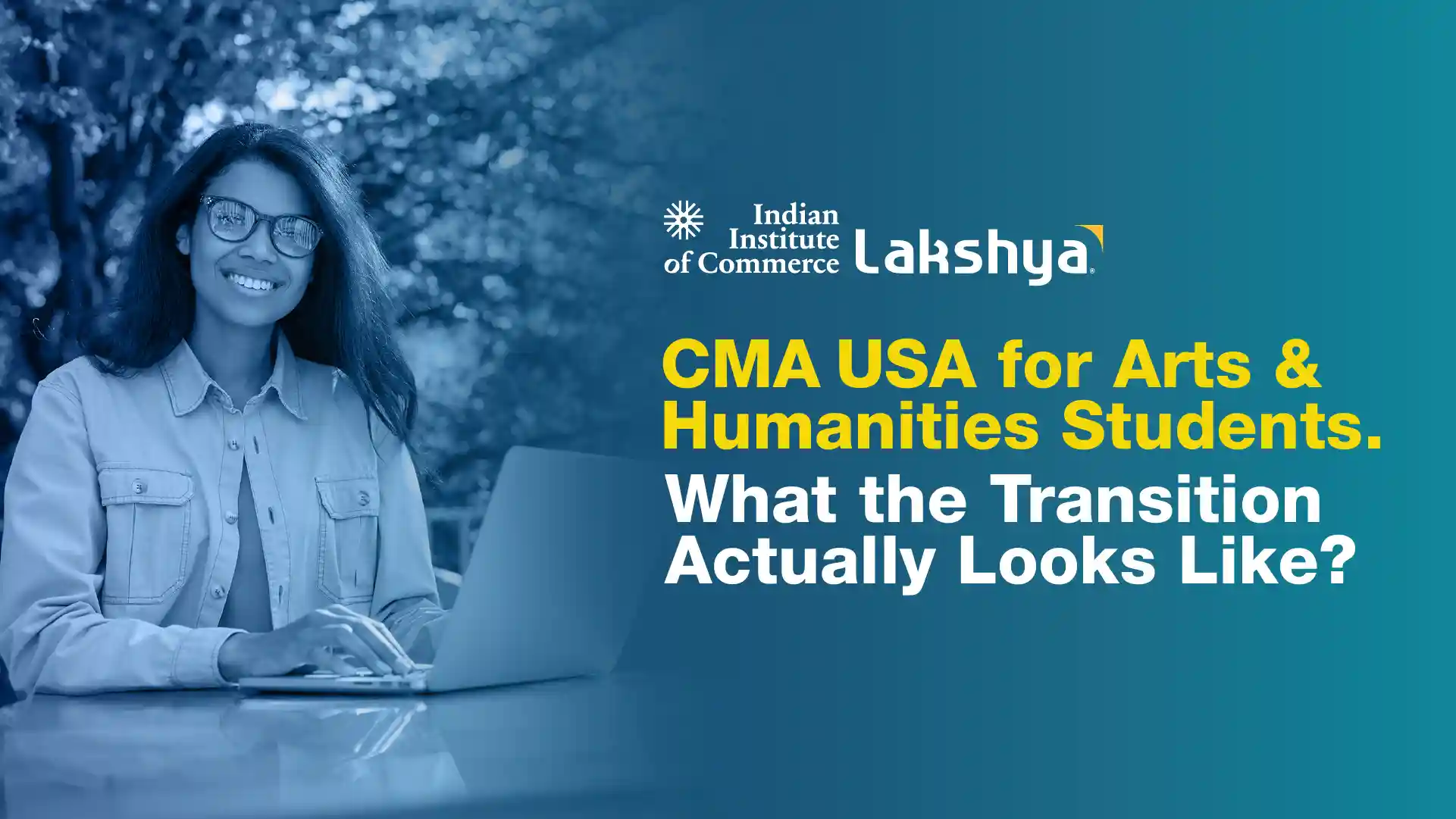 Arts graduate practising CMA USA budgeting questions with a calculator and financial statements 