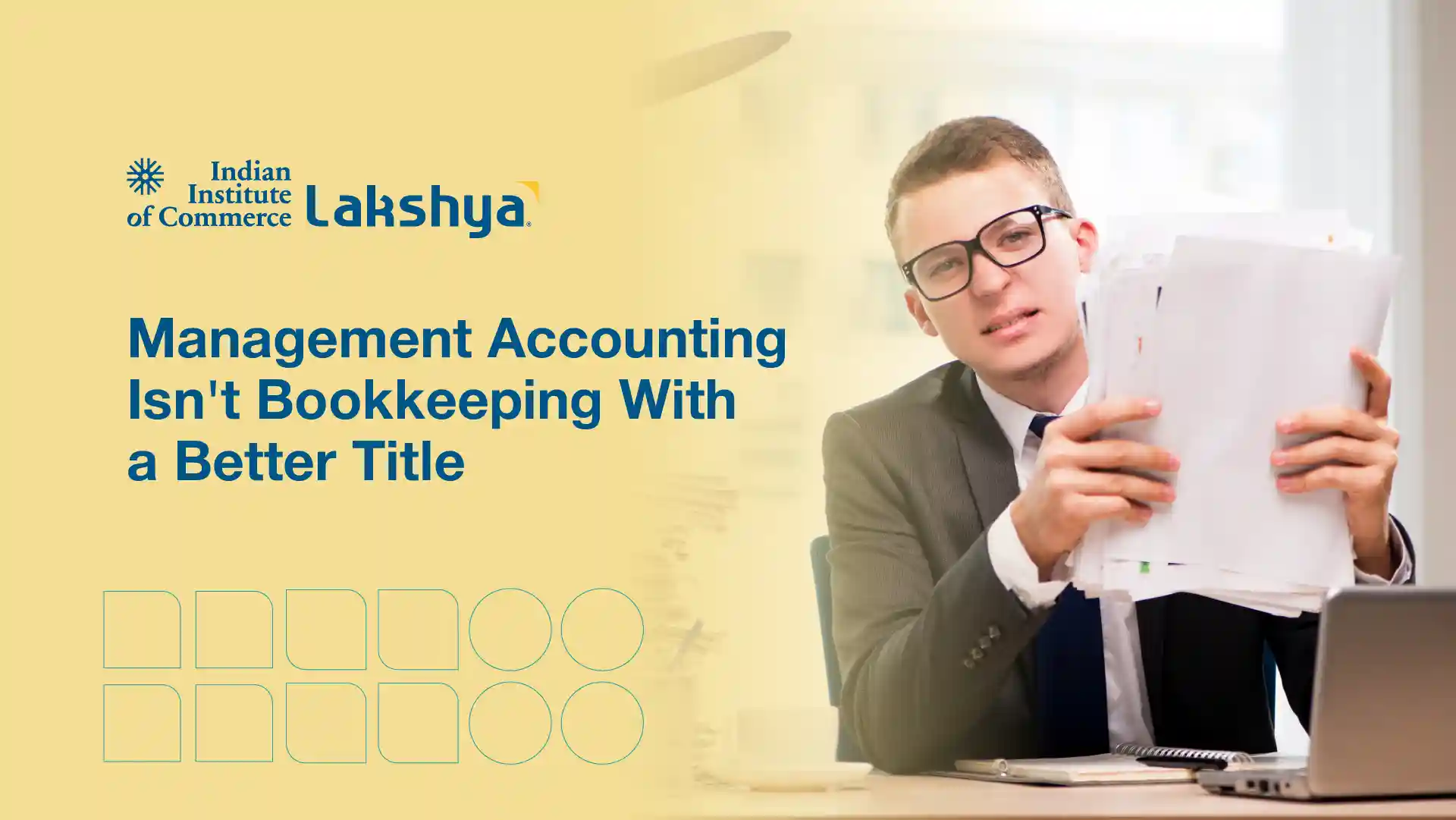 What is management accounting: a bookkeeping ledger beside a budget-versus-actual management report